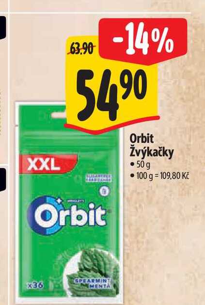  Orbit Žvýkačky 50 g  