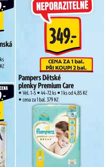  Pampers Dětské plenky Premium Care Vel. 1-5 44-72 ks  
