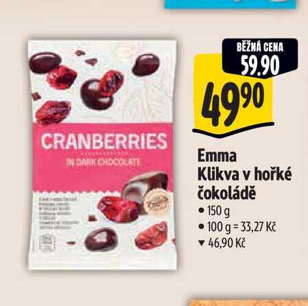 Emma Klikva v hořké čokoládě   150 g 