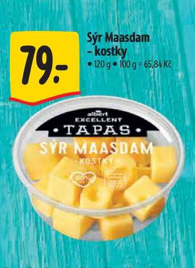 Sýr Maasdam - kostky 120 g 