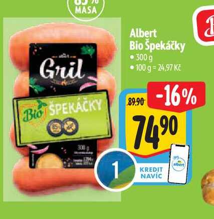   Albert Bio Špekáčky  300 g 
