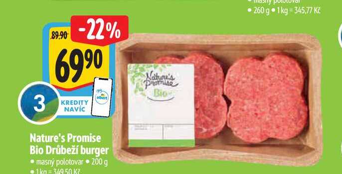   Nature's Promise Bio Drůbeží burger  200 g