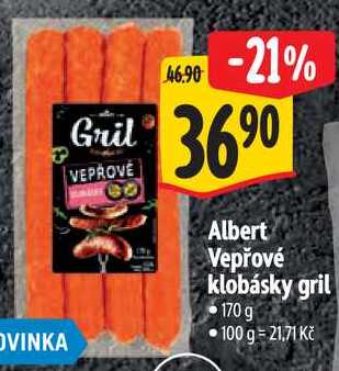 Albert Vepřové klobásky gril, 170 g 
