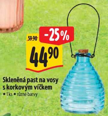 Skleněná past na vosy s korkovým víčkem