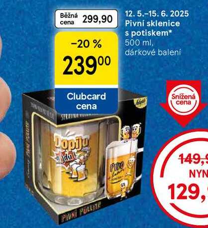 Pivní sklenice s potiskem, 500 ml, dárkové balení  