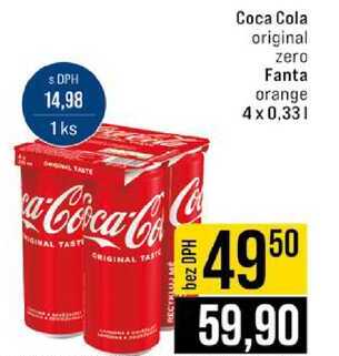 Coca Cola original zero Fanta orange 4 x 0,33l