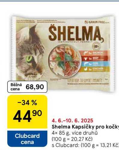 Shelma Kapsičky pro kočky, 4x 85 g 