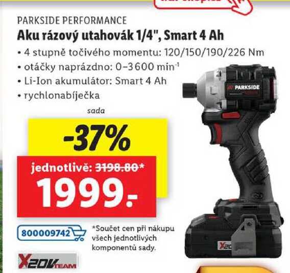 Aku rázový utahovák 1/4", Smart 4 Ah