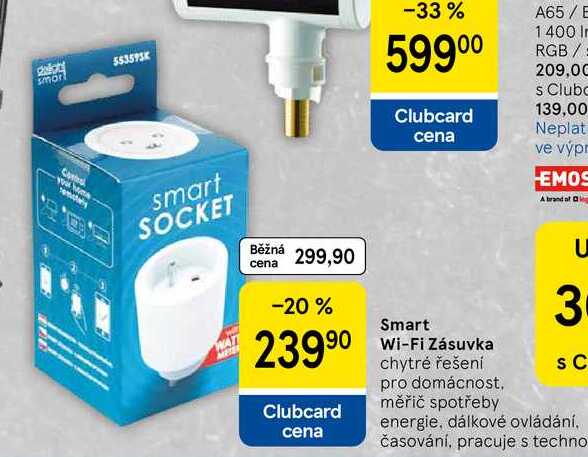 Smart Wi-Fi Zásuvka, chytré řešení pro domácnost, měřič spotřeby 3 SC energie 