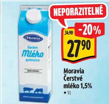 Moravia Čerstvé mléko 1,5%, 1 l