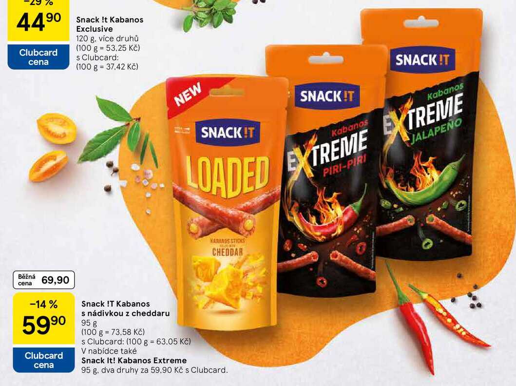 Snack !T Kabanos s nádivkou z cheddaru, 95 g 