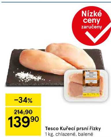 Tesco Kuřecí prsní řízky, 1 kg. chlazené, balené 