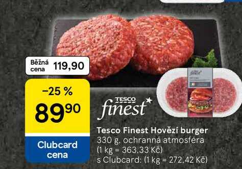 Tesco Finest Hovězí burger, 330 g 