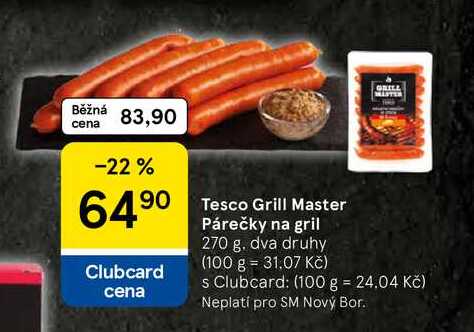 Tesco Grill Master Párečky na gril, 270 g 