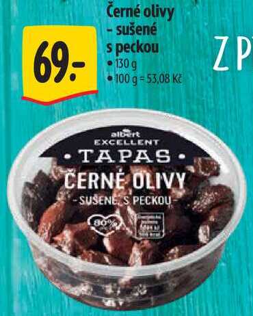 Černé olivy - sušené s peckou, 130 g