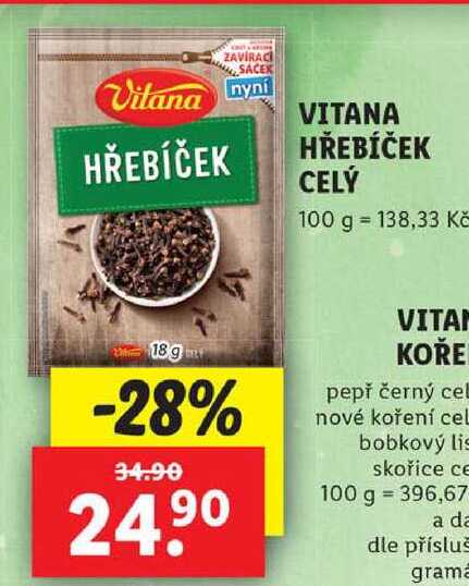 VITANA HŘEBÍČEK CELÝ, 18 g
