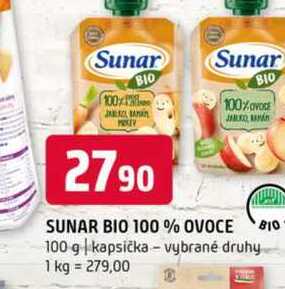 Sunar BIO 100% ovoce 100 g kapsička vybrané druhy 