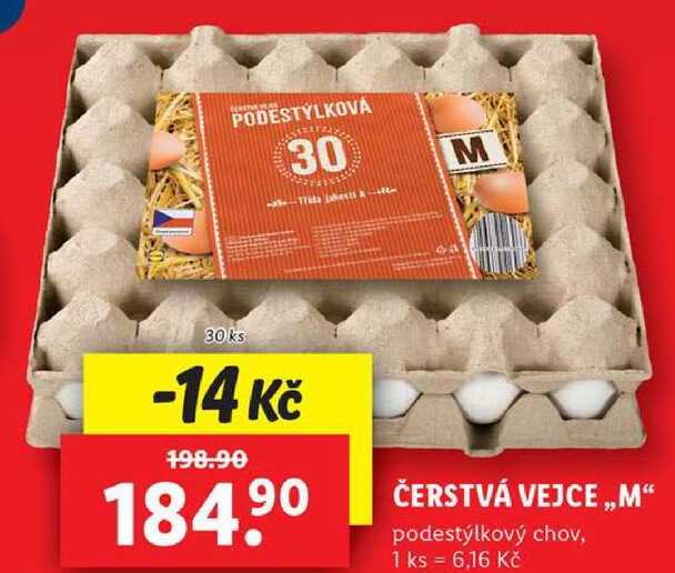 ČERSTVÁ VEJCE ,,M" podestýlkový chov, 10 ks