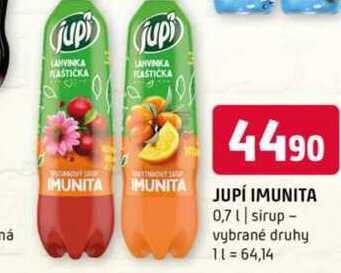 Jupí imunita 0,7l sirup vybrané druhy