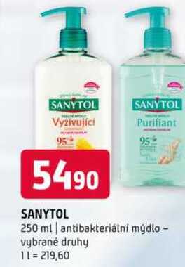 Sanytol 250 ml antibakteriální mýdlo vybrané druhy