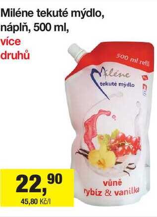 Miléne tekuté mýdlo, náplň, 500 ml, více druhů