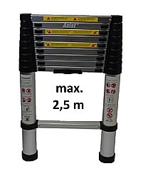 ASIST ALU TELESKOPICKÝ ŽEBRÍK 9 PŘÍČEK, 2,5 M