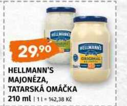 Hellmann's tatarská omáčka, majonéza 210ml, vybrané druhy