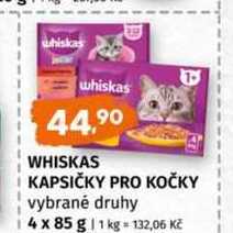 whiskas kapsičky pro kočky vybrané druhy 4 x 85 g