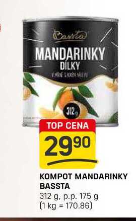 KOMPOT MANDARINKY BASSTA 312 g. p.p. 175 g