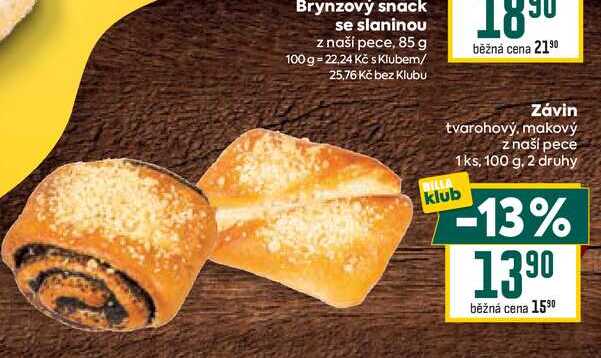Závin tvarohový, makový z naší pece 1ks, 100g
