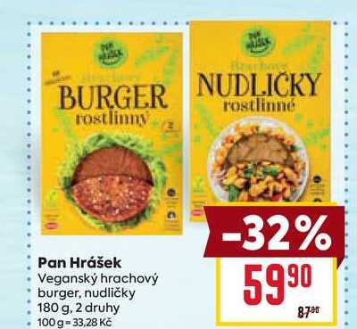 Pan Hrášek Veganský hrachový burger, nudličky 180 g