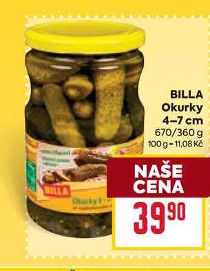 BILLA Okurky 4-7 cm 670/360 g