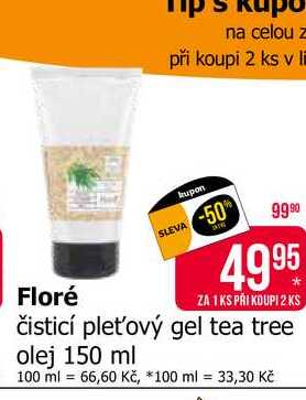 Floré čisticí pleťový gel tea tree olej 150 ml 