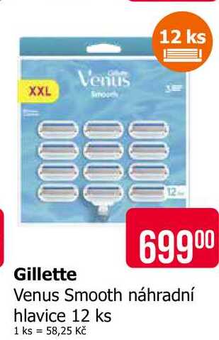 Gillette Venus Smooth náhradní hlavice 12 ks