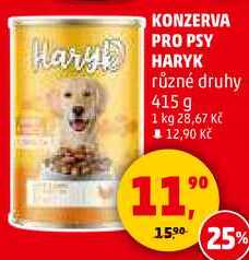 KONZERVA PRO PSY HARYK různé druhy, 415 g 