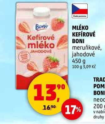 MLÉKO KEFÍROVÉ BONI meruňkové, 450 g
