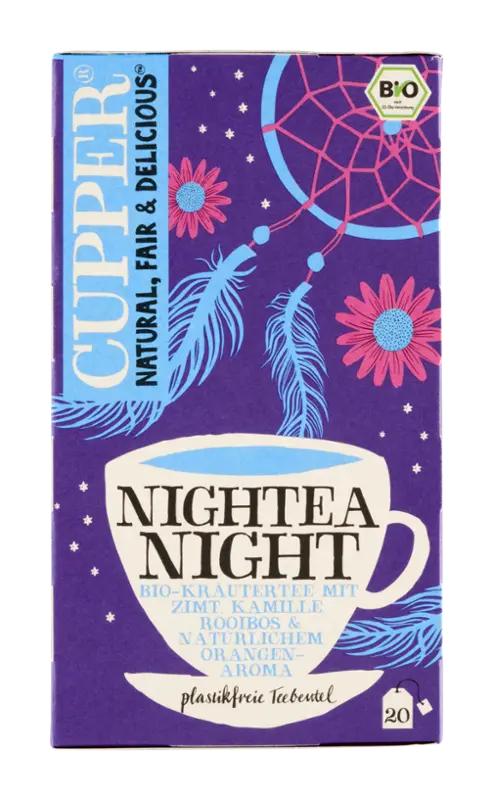 Cupper BIO bylinný čaj se skořicí, heřmánkem, rooibosem a pomerančovou příchutí Nightea Night, 40 g