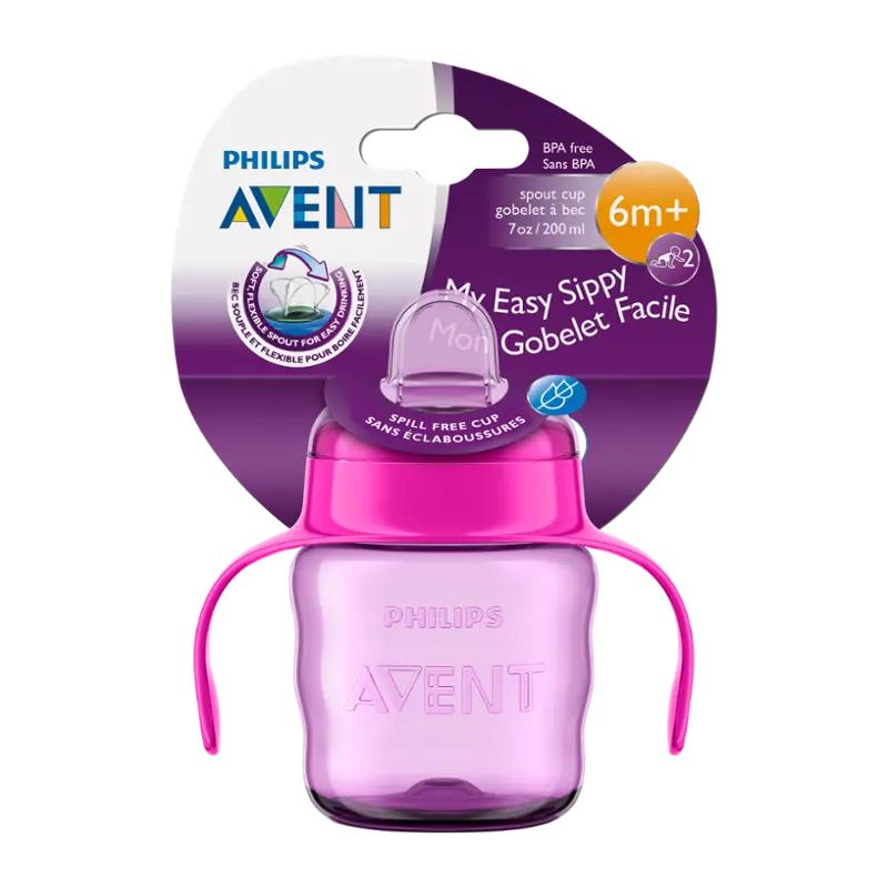 Avent Hrnek první doušky s držadly růžový, 1 ks
