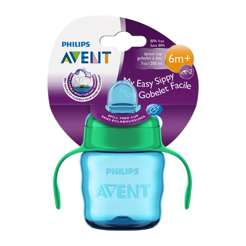 Avent Hrnek první doušky s držadly, modro-zelený, 1 ks