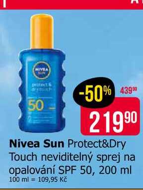 Nivea Sun Protect&Dry Touch neviditelný sprej na opalování SPF 50, 200 ml 