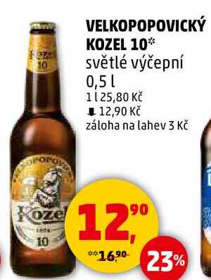 VELKOPOPOVICKÝ KOZEL 10 světlé výčepní, 0,5 l 