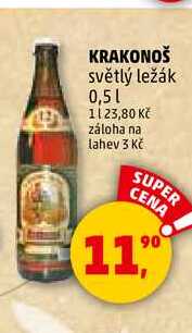 KRAKONOŠ světlý ležák, 0,5 l