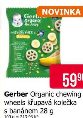 Gerber Organic chewing wheels křupavá kolečka s banánem 28 g