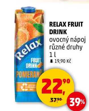 RELAX FRUIT DRINK ovocný nápoj různé druhy, 1 l 