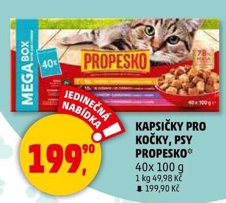 KAPSIČKY PRO KOČKY, PSY PROPESKO, 40x 100 g 