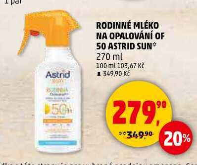 RODINNÉ MLÉKO NA OPALOVÁNÍ OF 50 ASTRID SUN, 270 ml 