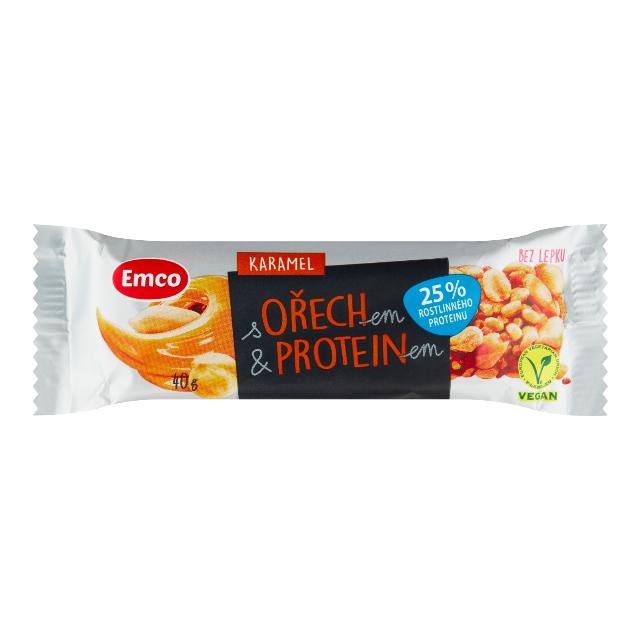 Emco Tyčinka karamel s ořechem & proteinem