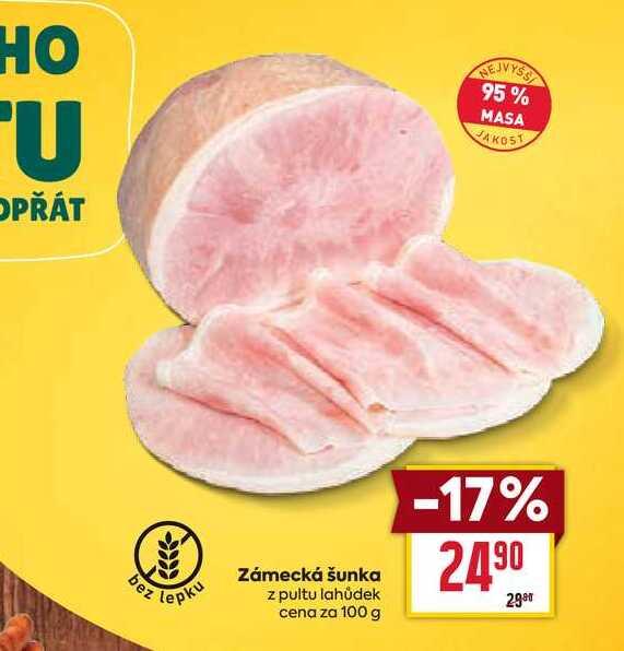 Zámecká šunka z pultu lahůdek cena za 100 g 