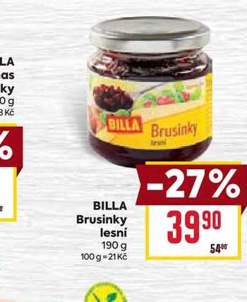 BILLA Brusinky lesní 190 g
