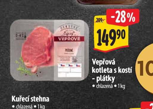  Vepřová kotleta s kostí - plátky  1kg  